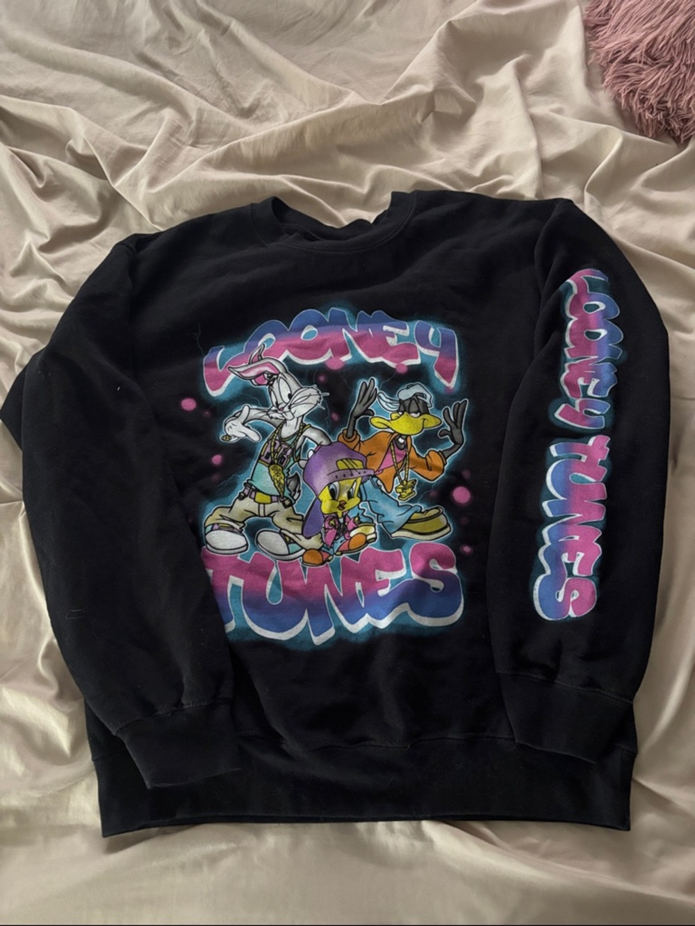 Looney Tunes Black Graphic Crewneck Sweatshirt